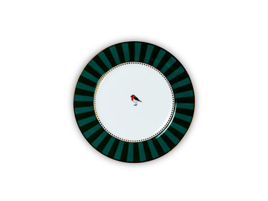PLATO LOVE BIRDS STRIPES EMERALD GREEN 17cm (SET X6)