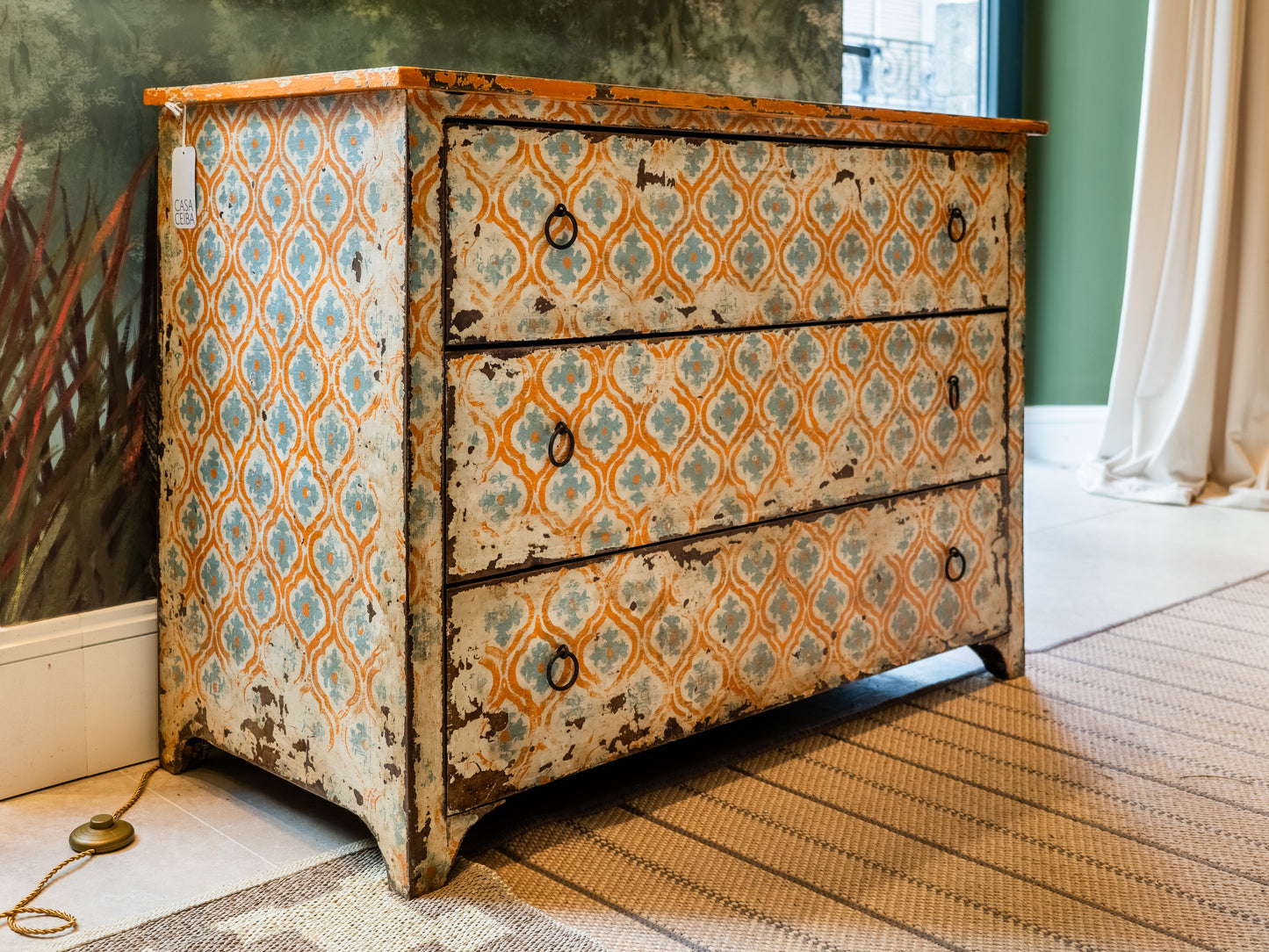 COMODA VINTAGE PATINADA NARANJA