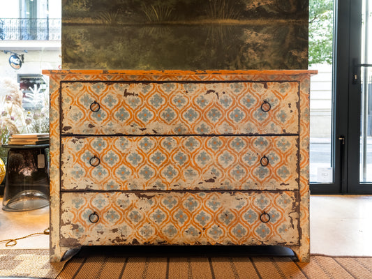 COMODA VINTAGE PATINADA NARANJA