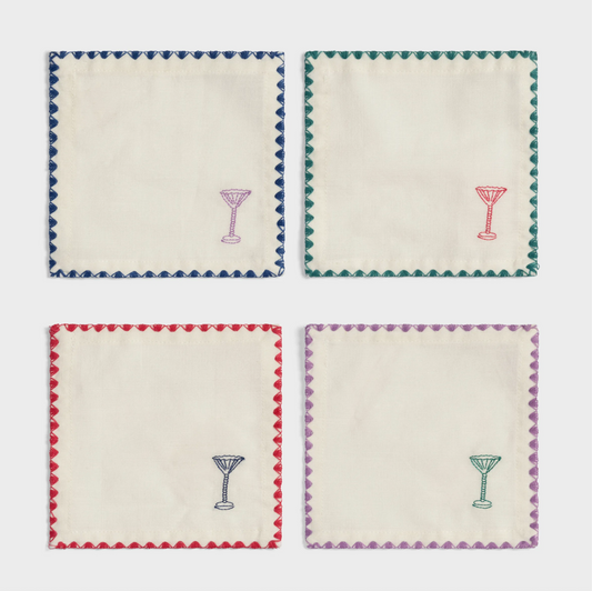 SERVILLETAS COCKTAIL ZIGZAG 12X12 (PACK X4)